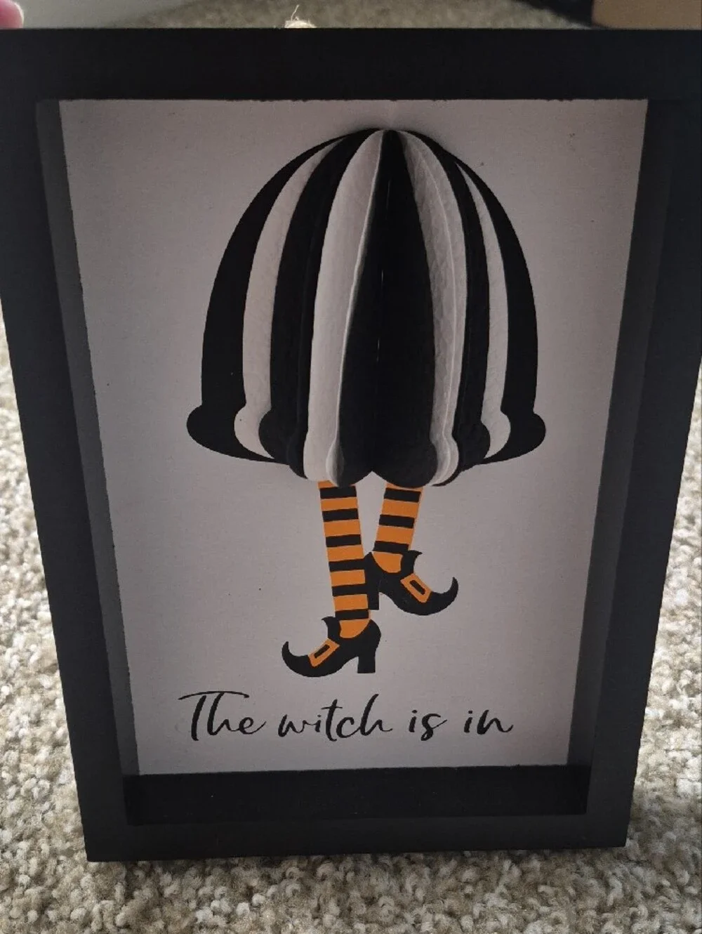 3D Halloween Witch Legs Wall Art - Black, White & Orange